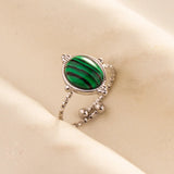 1pc Green Turquoise Ring Hippie Stainless Steel Silver Color Charm Opening Adjustable Ring Women Chunky Bohemian Party Jewelry