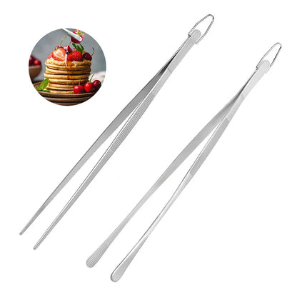 1pc 12 Inch Kitchen Tweezers Stainless Steel Cooking Extra-Long Tweezers Fine Tweezer Tongs For BBQ Cooking Bartending Tools
