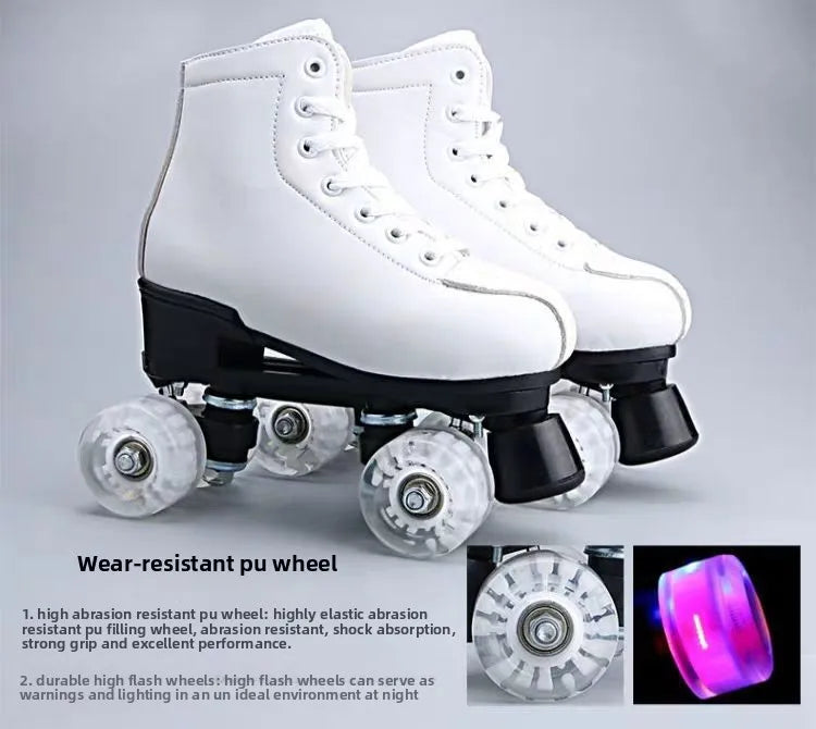 Adult Double-Row Roller Skates, Men's and Women's Flashing Four-Wheel Skates, Fancy Rink Professional Adult Skates