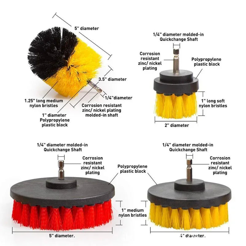 Escova elétrica Kit para limpeza do banheiro, banheira Broca, esfrega broca, 2 ", 3.5", 4 ", 5"