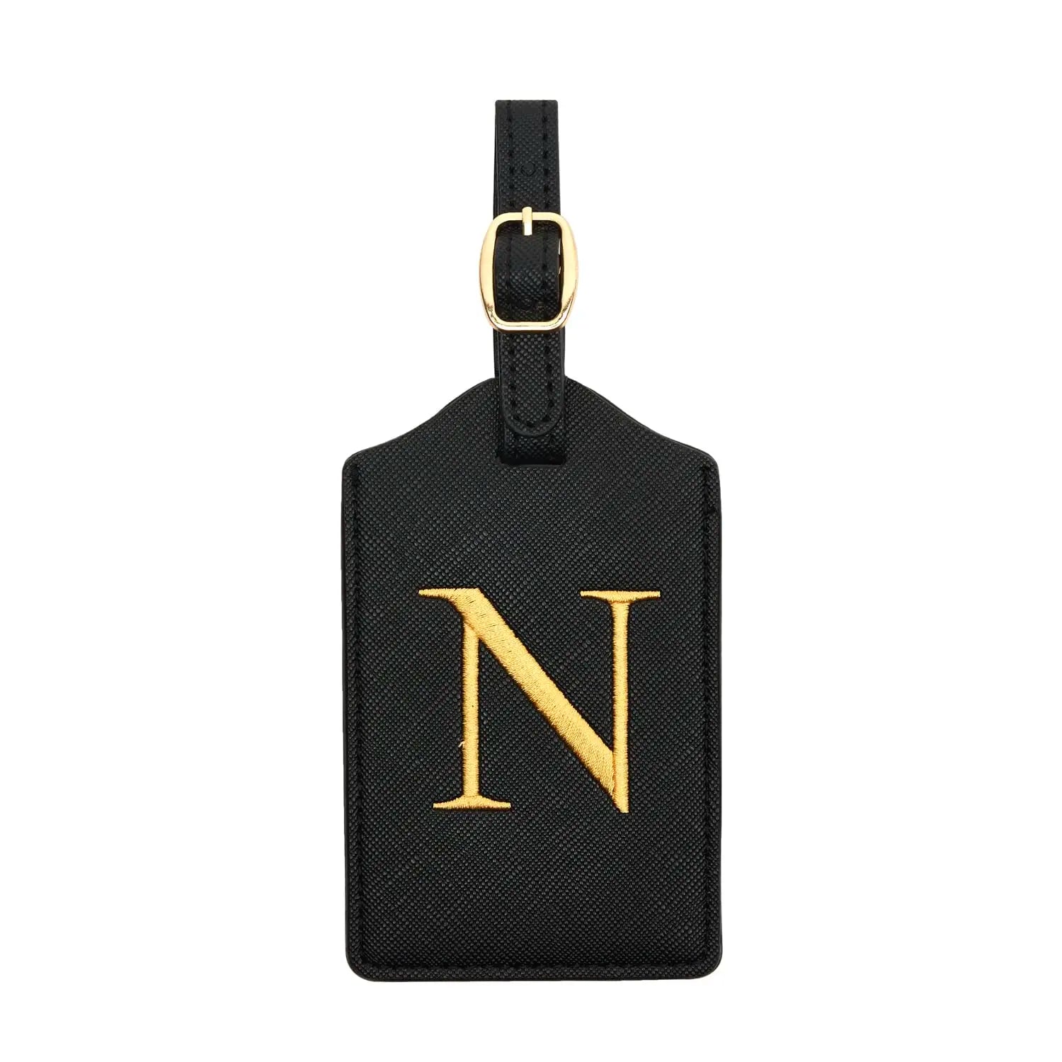 PU Leather Luggage Tag for Travel - Durable Suitcase ID Tag with Privacy Cover & Name Card Slot (A-Z) liu