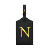 PU Leather Luggage Tag for Travel - Durable Suitcase ID Tag with Privacy Cover & Name Card Slot (A-Z) liu