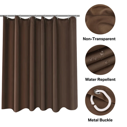 Cortina de ducha de tela sólida resistente, impermeable, para baño, tamaño largo, 230/200 cm, color negro, blanco, gris, marrón y azul.
