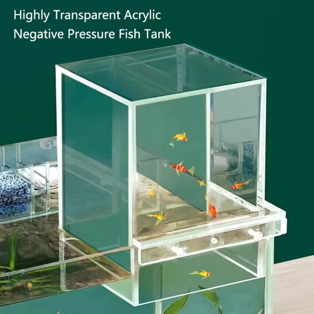 Landscaping Negative Pressure Fish Tank Easy to Install Eye-catching Acrylic Suspended Fish Tank Unique