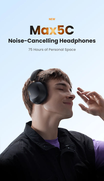 UGREEN Max5c Wireless Bluetooth Headphones ANC 43dB Active Noise Cancellation Hi-Res LDAC 75H Spatial Audio Earphones Headset
