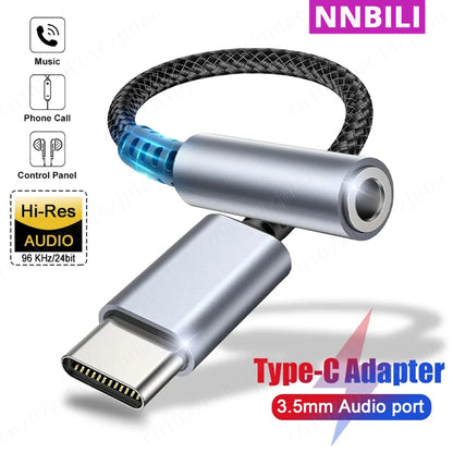 Adaptador de auriculares HiFi USB tipo C a conector de 3,5 mm, cable de audio USB-C de 3,5 mm, convertidor para iPhone 15, Samsung Galaxy, Huawei y Xiaomi.