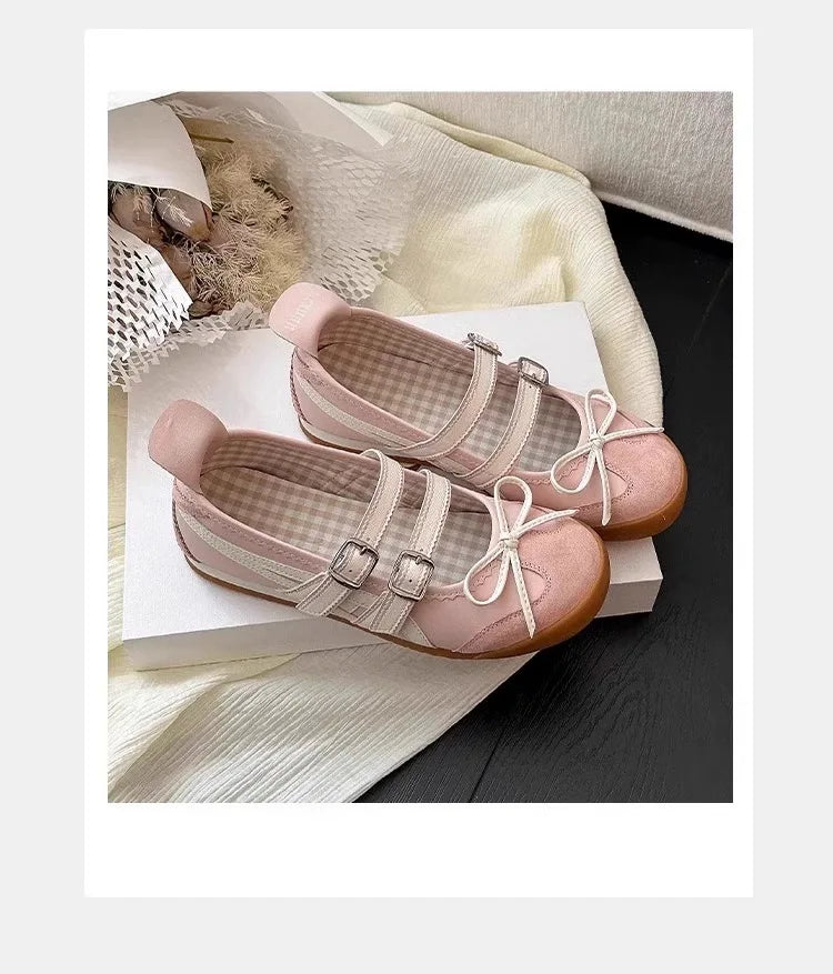 Women Flats Bow Ballet Dance Mary Jane Shoes Summer Sandals 2024 Fashion New Brand Dress Designer Casual Shallow Zapatos Mujer