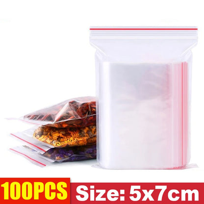 Engrossar Zipper Selado Sacos Saco De Armazenamento De Plástico Transparente para Pequenas Jóias Embalagem De Alimentos Reclável Zíperes Selagem Bolsa Atacado