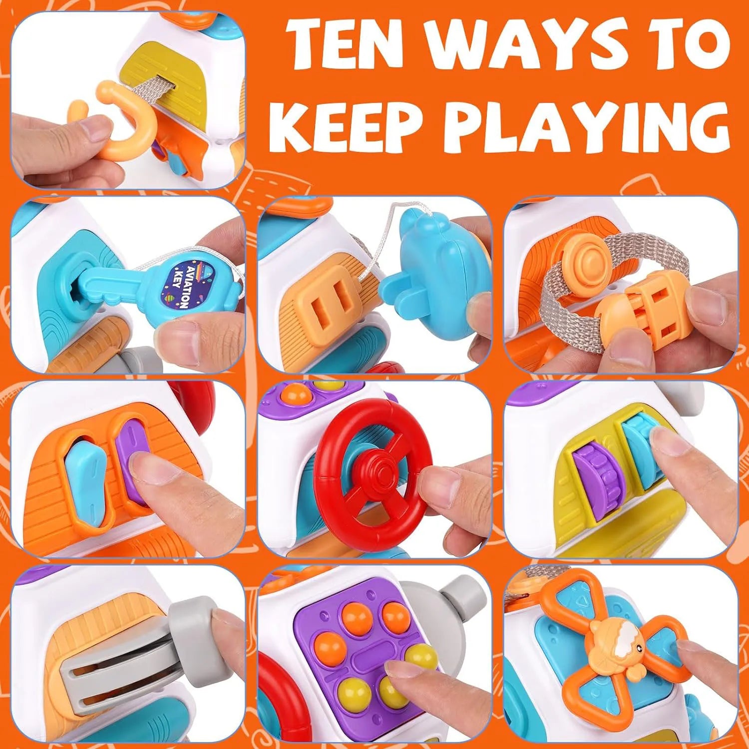 Cubo de Atividades Montessori (Busy Board) – Brinquedo Sensorial e Educativo para Crianças Pequenas, com Fechaduras e Travas para Desenvolvimento da Coordenação Motora Fina – Ideal para Viagens