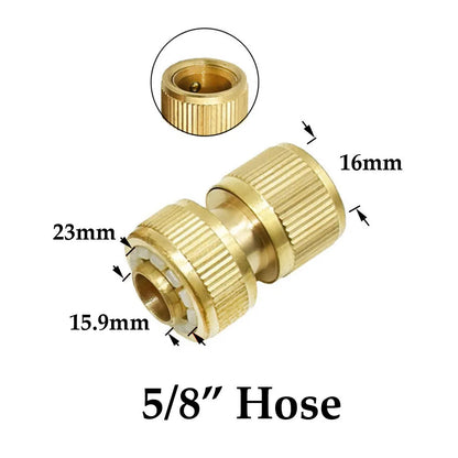 Conector rápido de manguera de latón de 1/2'', 5/8'', 3/4'' y 1'', accesorio de cierre de agua, rosca de cobre, adaptador para pistola de riego de jardín