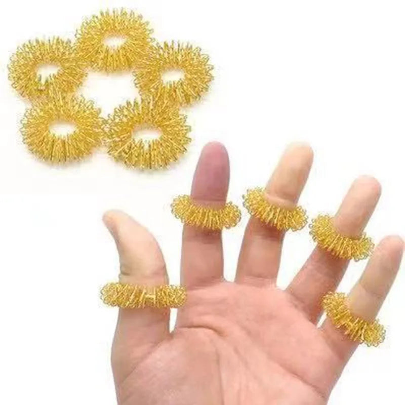 Juego de 10 anillos de acero inoxidable para masaje de dedos, anillo de acupuntura para terapia, relajación de manos, circulación sanguínea, alivio del dolor, cuidado de la salud.