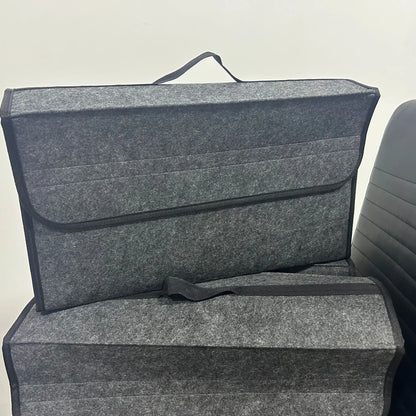 Gray Anti Slip Car Trunk Organizer Bag Multi Compartment Soft Felt Storage Box for Boot Tools & Auto Accessories