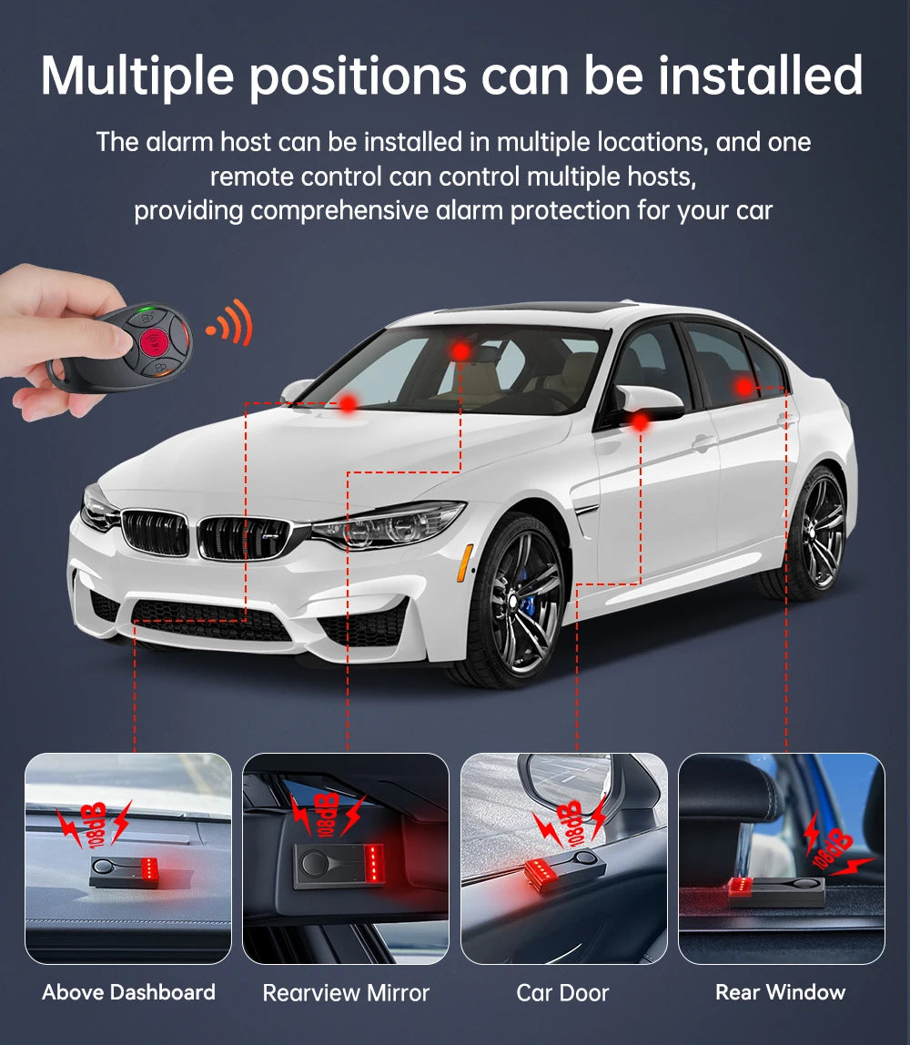 Extractme 108dB Anti-Theft Alarm Wireless Vibration Alarm with Remote Control Door and Window Alarm Car Alarm Security System