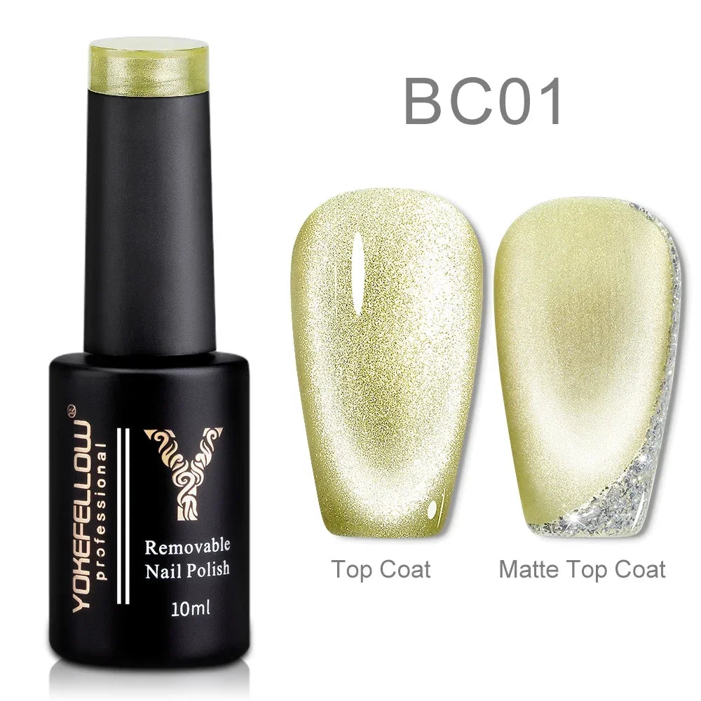 Esmalte de uñas en gel YOKEFELLOW Cat Eye de 10 ml, esmalte de uñas magnético plateado, esmalte de uñas en gel profesional para manicura DIY.