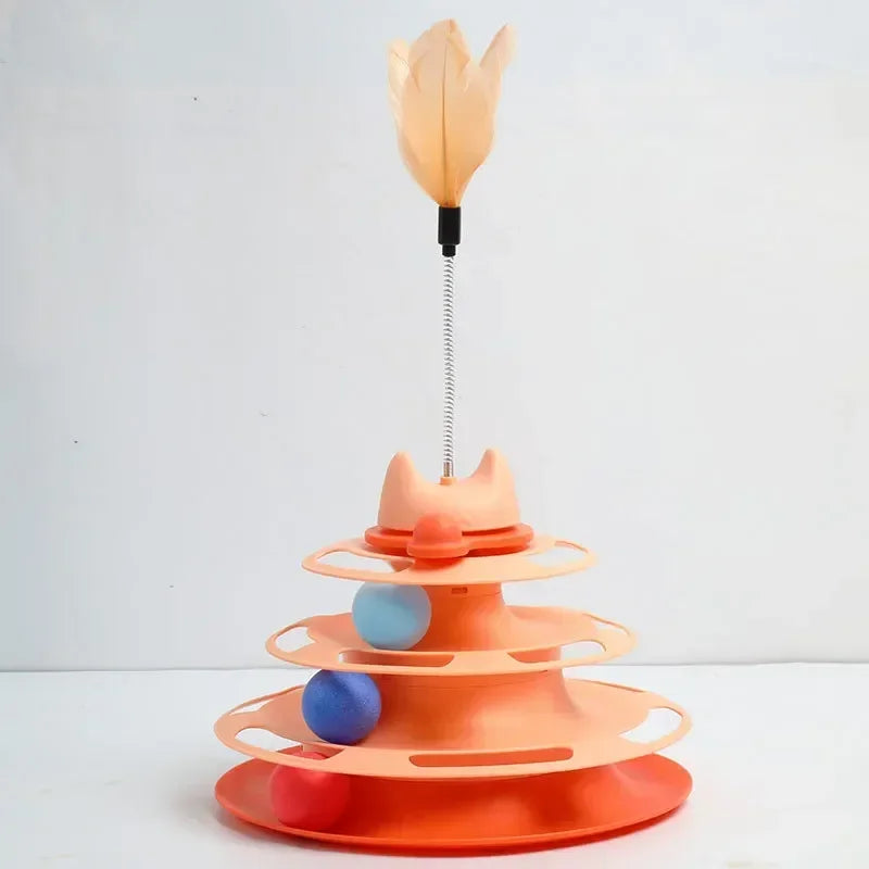 3/4 Levels Cats Toy Tower Tracks Cat Toys Interactive Cat Intelligence Training Amusement Plate Tower Pet Products Cat Tunnel