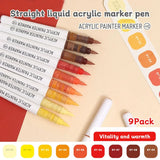 9pcs/Box MIX Color Acrylic Markers Set Kids Gift Art Rock Painting Pens Graffiti For Stone Glass Book Shoes DIY Craft Supplies
