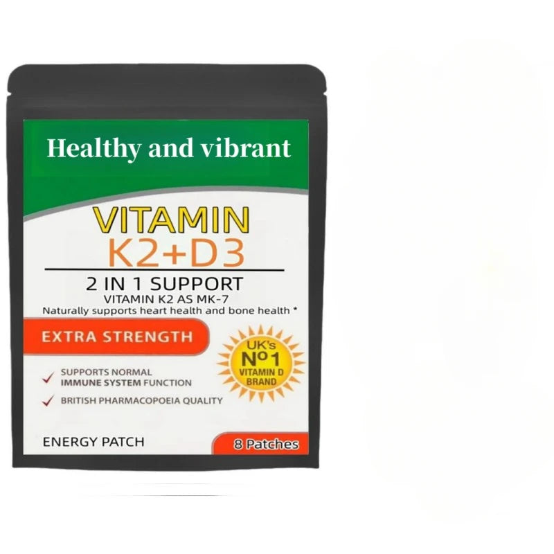Vitamin K2 ( With D3 Patches 8 Week Supply, Contains Vitamin D & K Complex Premium Non Gmo, Biotin & Folic Acid