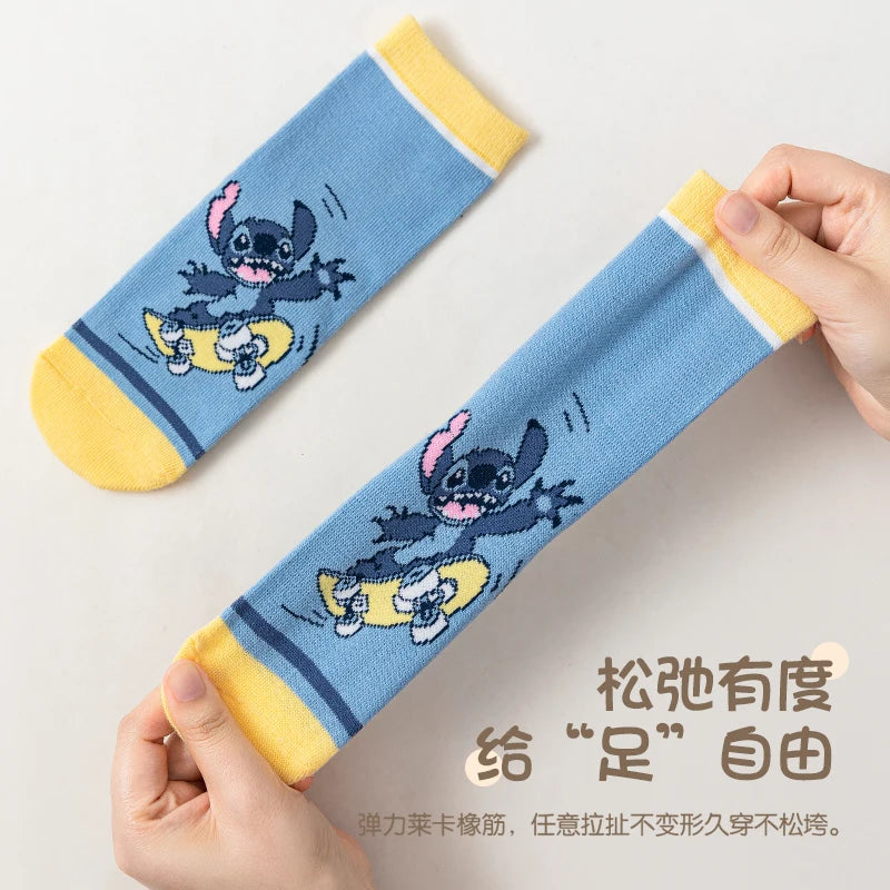 5 pares de calcetines para niños con puntadas de dibujos animados, calcetines para niño, calcetines de tubo medio para primavera y otoño, calcetines bonitos de algodón para niños, calcetines para niña, talla 1-12 años