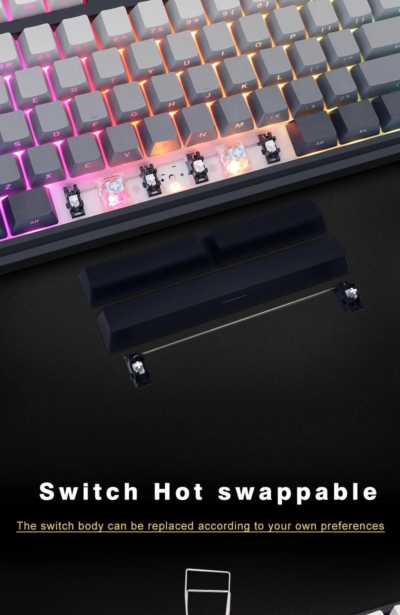 Teclado mecánico inalámbrico SKYLOONG GK104 Pro de tamaño completo con 3 modos, pantalla 2.0, 3 perillas, interruptor silencioso intercambiable en caliente, teclas PBT