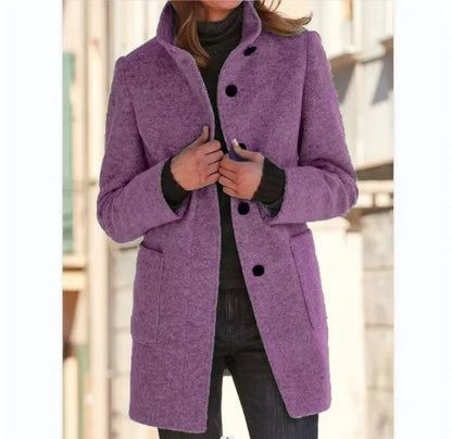 Cardigan Coat Women Clothes Warm Autumn 2023 Fashion Versatile Loose Fitting Retro Button Stand Collar Long Sleeve Y2k Overcoat