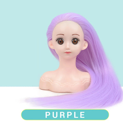 Cabeça de peruca de manequim com cabelo sintético com suporte de peruca ajustável cabeça de manequim estilo cabeleireiro cabeça de treinamento cabeça de boneca