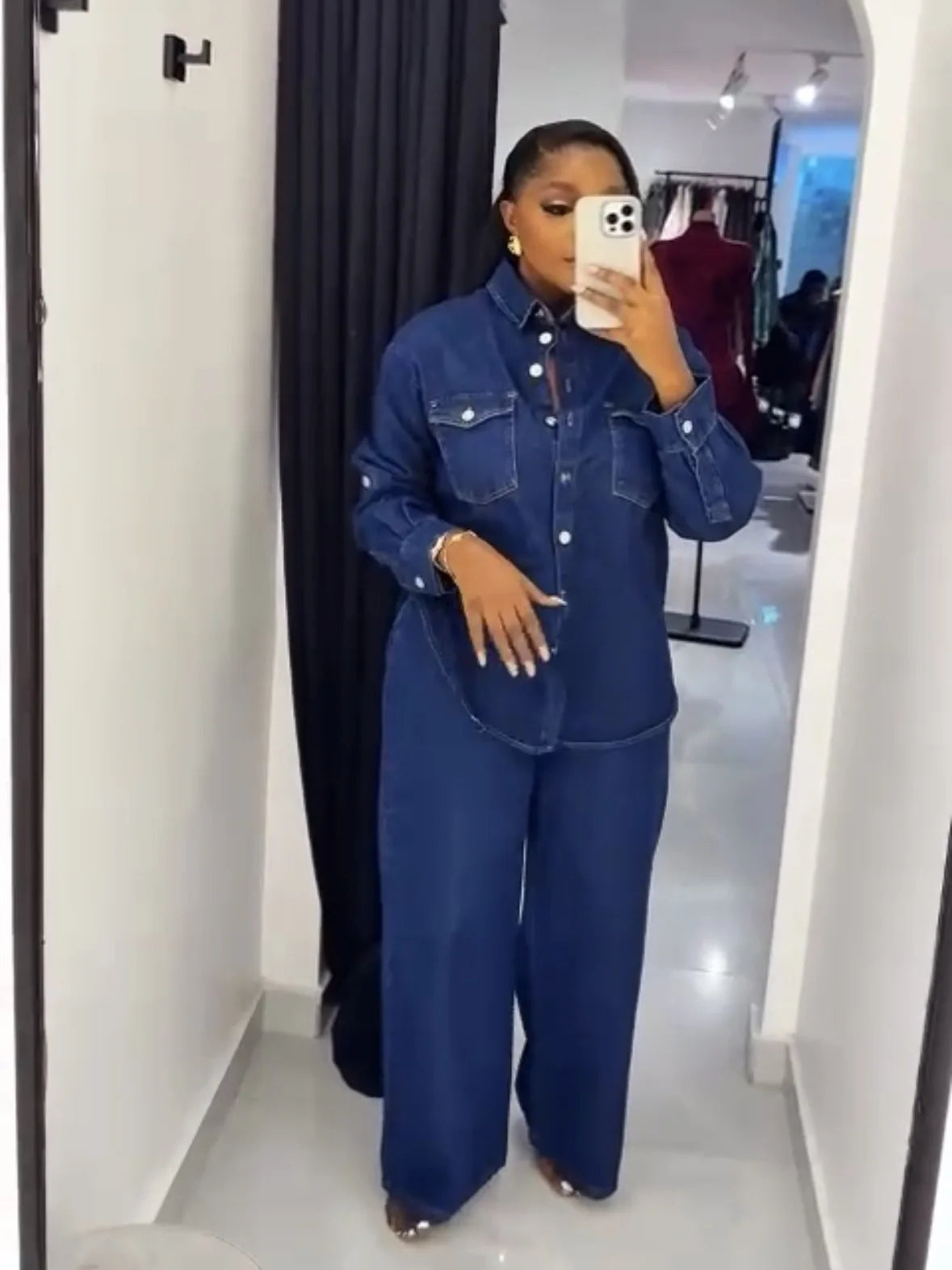 Jeans 2 Piece Sets Women Denim Shirt Coat Straight Pants Suit Streetwear Spring 2026 Washed Top Overshirt Trousers Outfits
