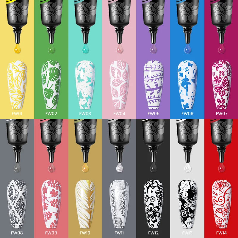 BORN PRETTY 1 Bottle 8ml Stamping Gel Polish Black White Gold Silver Nail Stamping Gel Printing Polish Soak Off Gel Varnish