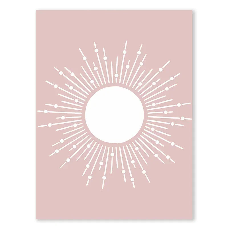 Pink Butterfly Wall Art Nursery Canvas Prints Painting Sun Rainbow Daisy Heart Posters Kawaii Pictures for Kids Girl Room Decor