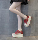 Fujin 9cm Cow Suede Genuine Leather Women Vulcanized Shoes Platform Wedge Skate Boarding High Brand Heels Casual Summer Shoes