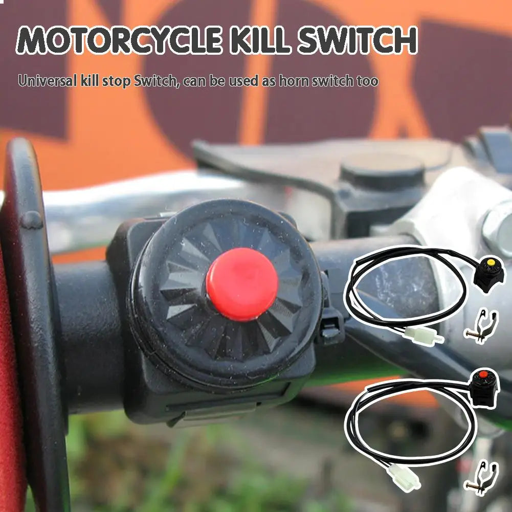 Universal Motorcycle Kill Stop Switch Red Push Button Horn Starter Dirt Bike ATV UTV Dual Sport For 22mm Handlebar Mounted Bars