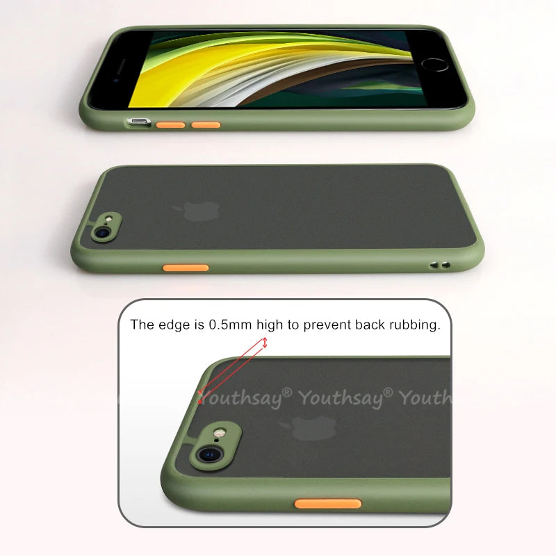 Funda para iPhone SE 2022, funda para iPhone SE 3, 2022, 2020, 8, 7 Plus, funda de silicona mate translúcida de goma para iPhone SE 2022.