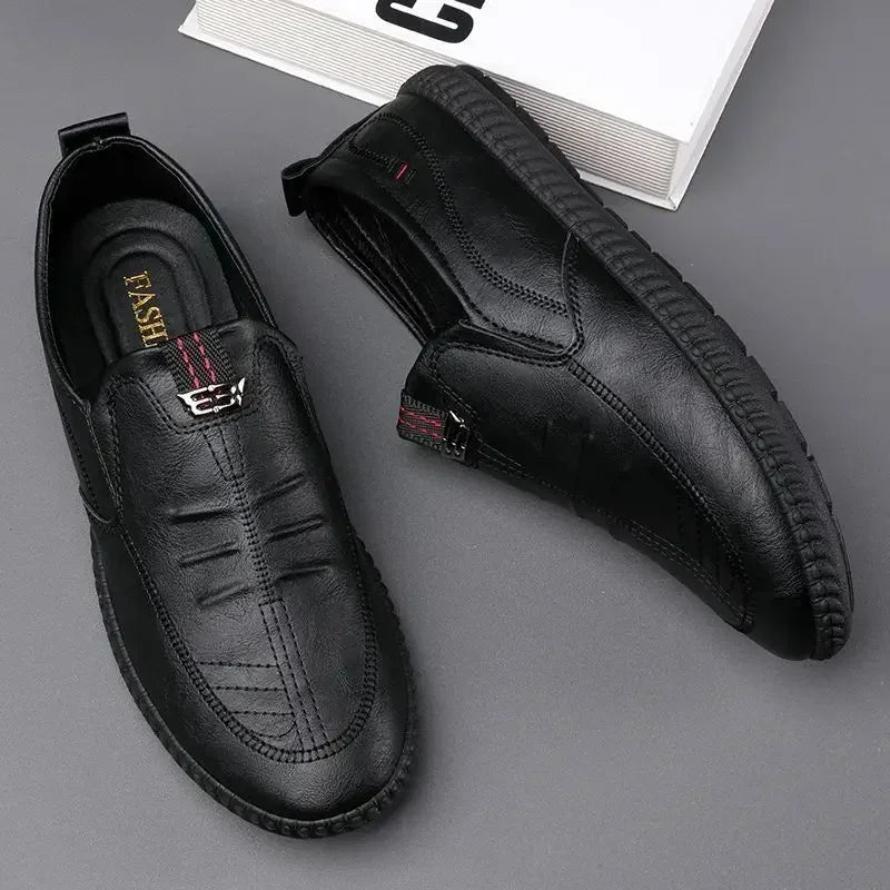 Men Leather Shoes Breathable Business Summer Slip on Loafers Man Casual Black Flats Driving Walking Shoes Moccasins