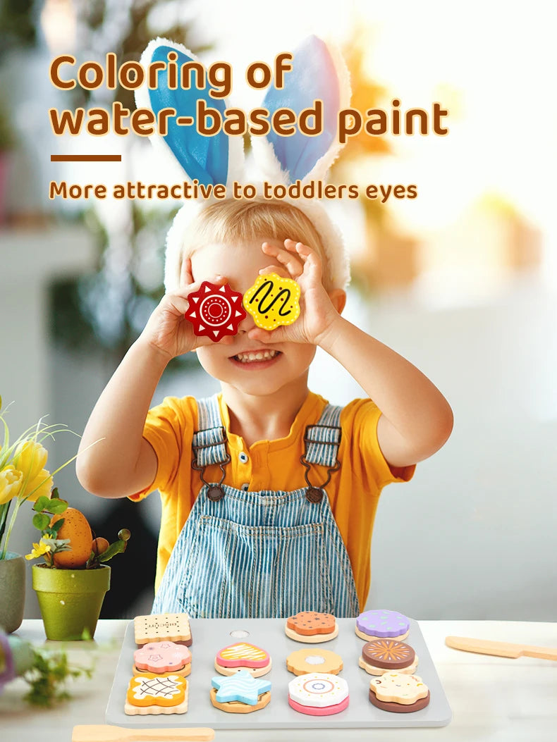 Juego de cocina de madera Montessori con platos y accesorios, ideal como regalo para niños pequeños a partir de 3 años.