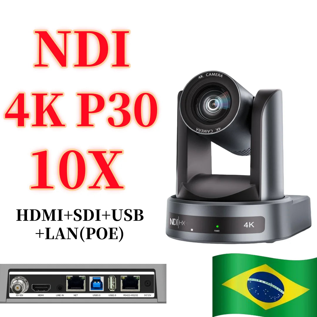 4K/1080P SDI NDI PTZ Camera 10X/20X Optical Zoom, HDMI/USB/POE | IP Live Streaming Camera for Church/Meeting/Broadcast (Youtube)