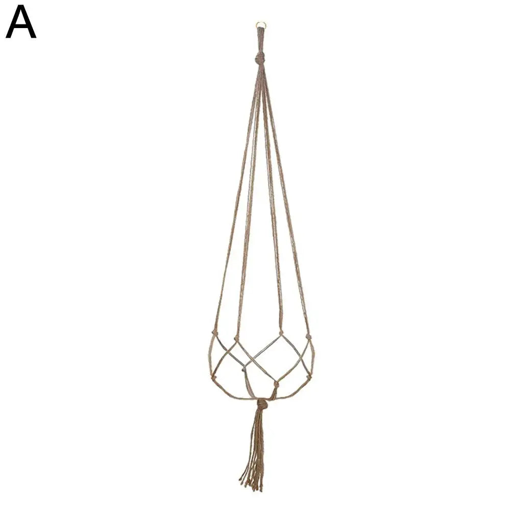 1pcs Braided Rope Hanging Basket  Flower Pot Straw Macrame Net Hanger Garden Holder Craft Plant Balcony Decor Accessories