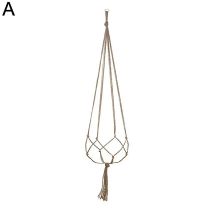 1pcs Braided Rope Hanging Basket  Flower Pot Straw Macrame Net Hanger Garden Holder Craft Plant Balcony Decor Accessories