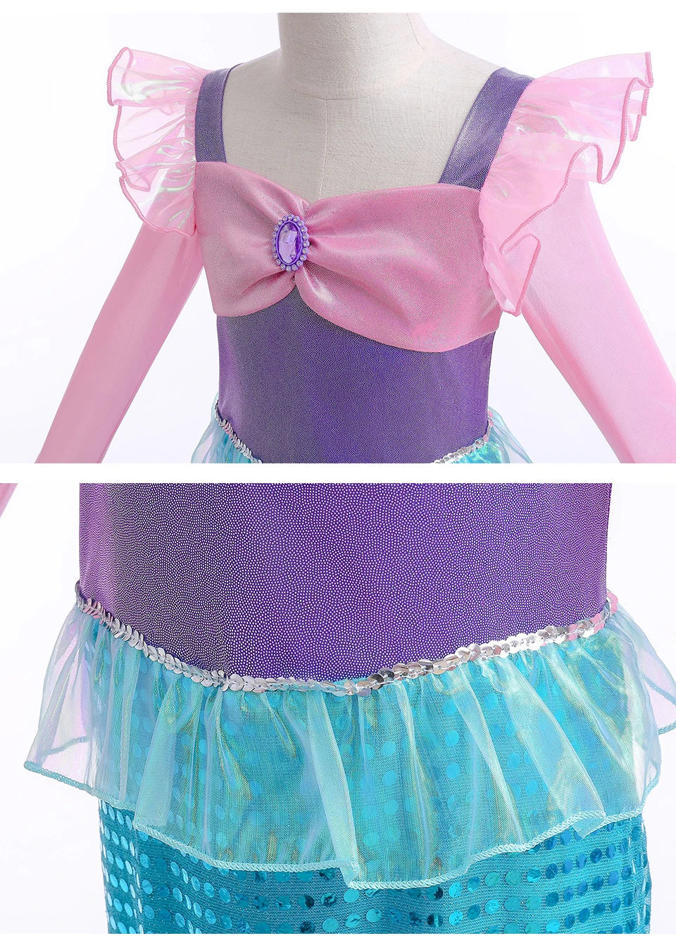 Children's Mermaid Cosplay Costume Girls' Role Play Costume Carnival Halloween Birthday Party Costume Summer Princess Dress