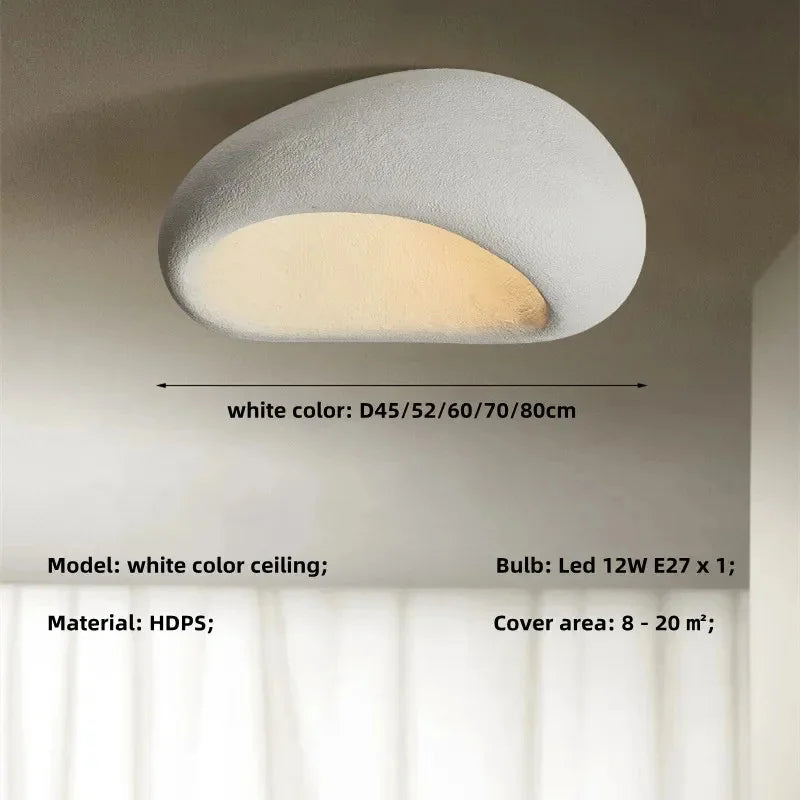 Nordic Wabi Sabi LED Ceiling Lamps Minimalist Cream Style Living Room Bedroom Ceiling Light 45/52/60/70cm Home Decor Chandeliers