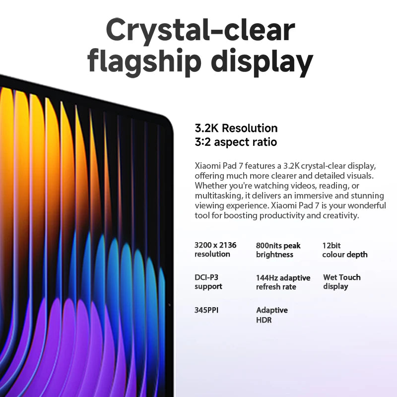 Global Version Xiaomi Pad 7 Mi Tablet 11.2" 3.2K 144Hz Display Adreno GPU 45W Turbo charge 8850mAh Snapdragon 7+ Gen 3