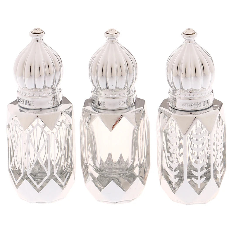 Mini Glass Roll on Bottle Hot Stamped Silver Rollerbal Essential Oil Container Blending Perfume Bottle Empty Essential OilBottle