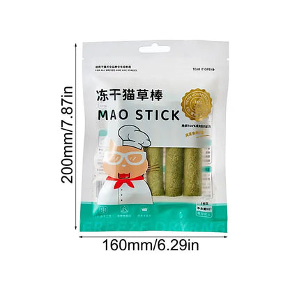 Cat Grass Teething Stick 5Pcs/bag Freeze-dried Cat Dog Snacks Stress Relief Cat Food For Small Medium Large Cats