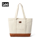 LEE Unisex Utility Canvas Leather Zipper Tote Bag Casual Denim Daily Shopping Handbag Women Men Durable Student School Book Bag