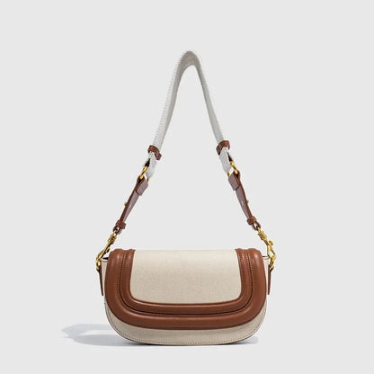 Fashionable Versatile Women's Crossbody Bag 2024 New Color Blocking Canvas Single Shoulder Sling Bag Motorcycle Equipment Access