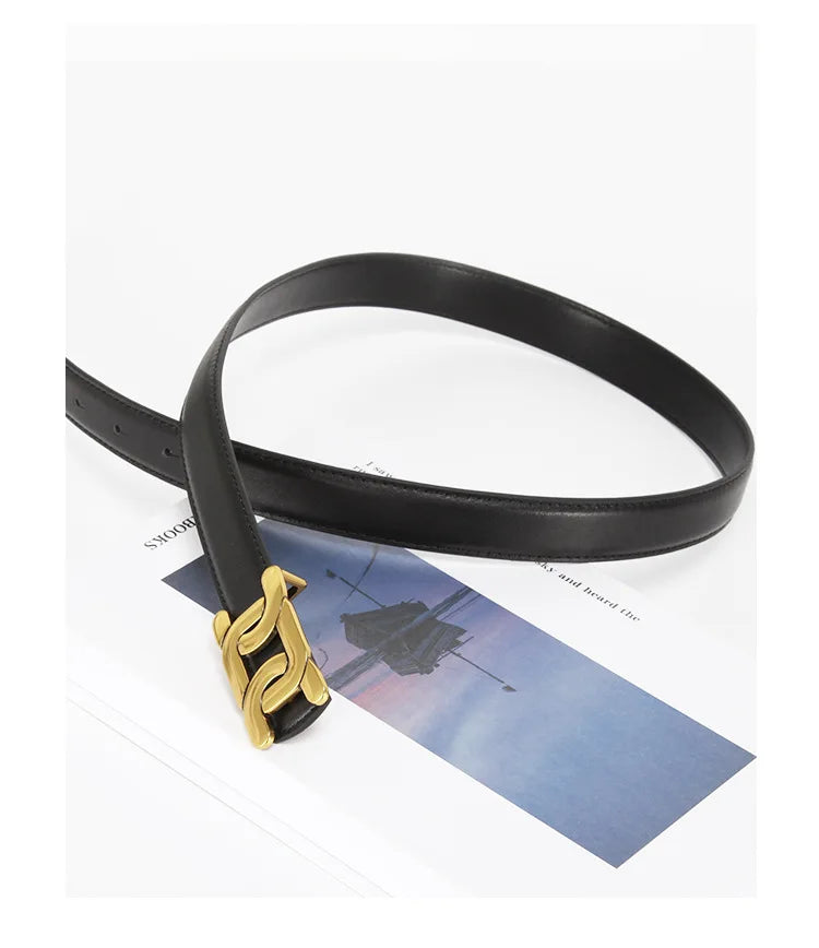 1Pc Women's Retro Belt, Alloy Buckle Fashion Casual Jeans Belt, High-End Long Skirt Pants Belt