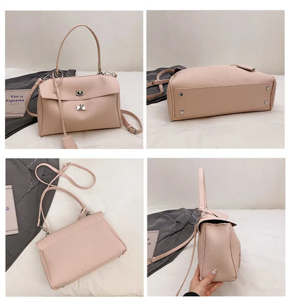 Casual Large Capacity Lychee Pattern Single Shoulder Slant Cross Bag Versatile Underarm Bag Simple Stylish Tote Bag