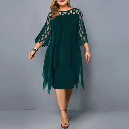 Fashion Chiffon Hollow Out Loose Casual Dress Women 2025 Summer Plus Size Women Clothing Ladies Dresses 4XL 5XL 6XL Robe Femme