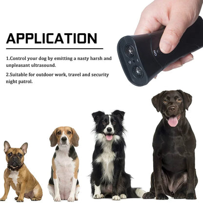 Dog Repeller Anti Barking Stop Bark Training Device Outdoor LED Ultrasonic Dog Training Repellents with Flash Light