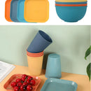 36pcs Plate Sets Wheat Straw Eco-Friendly Ramen Bowl Tableware Dinner Dishes Set Camping Tableware Set With Knife Fork Spoon