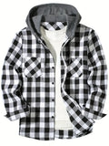 Camisa a cuadros con capucha de moda juvenil para hombre, camisa de manga larga ajustada, camisa informal de viaje para parejas, camisa deportiva para hombre, chaqueta