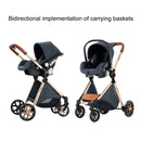Baby Stroller 3‑in‑1 Travel System Pushchair Lightweight Pram from Birth All‑Terrain Baby Buggy Compact Fold Stroller Summer